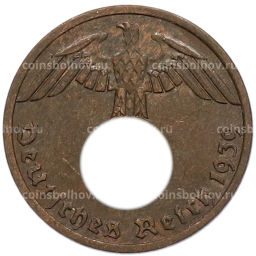 Монета 1 рейхспфенниг 1939 года A Германия