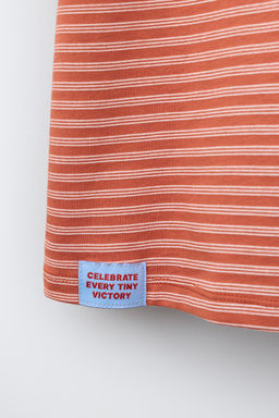 CAMISETA RAYAS TEXTO BORDADO / Teja - Zara фото 5