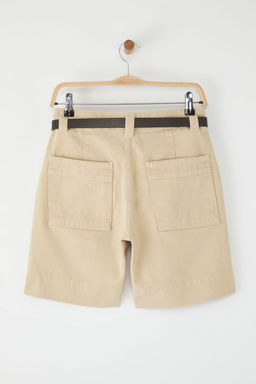 Trendyolmilla Bej Kemerli Dikis Detayl? Yuksek Bel Denim Bermuda TWOSS25SR00196  фото 6