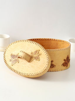 Хлебница с ручкой "Бабочки", 30х18х19 см, береста