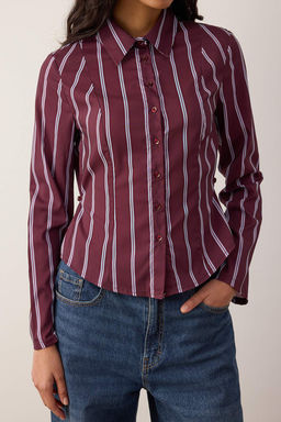 Sar?-Cok Renkli Belden Buzgulu Fitted Kollar? Genis Gomlek TWOAW26GO00013 - Trendyolmilla фото 7