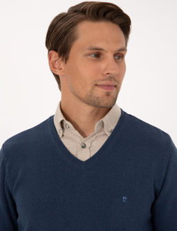 _ndigo Melanj Slim Fit V Yaka Basic Triko Kazak - Pierre cardin фото 2