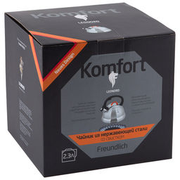 Чайник со свистком 2,3 л нерж сталь Freundich-3001QS капс.дно, тм Leonord, арт 002803