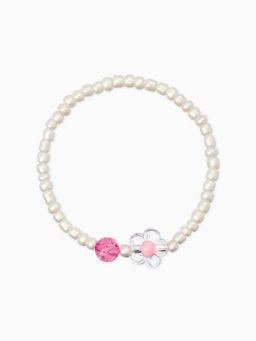 Цена за 2 шт. Набор детский «Выбражулька. Цветы, жемчуг», 2 предмета: бусы, браслет, белый, розовый