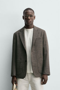 BLAZER REGULAR FIT PATA DE GALLO / Marr?n - Zara фото 2