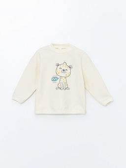 Bisiklet Yaka Uzun Kollu Bask?l? Erkek Bebek Sweatshirt