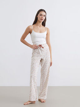 Beli Lastikli Bask?l? Kad?n Pijama Alt?