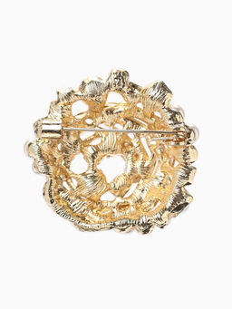 Брошь «Жемчуг», гнездо, цвет белый в золоте