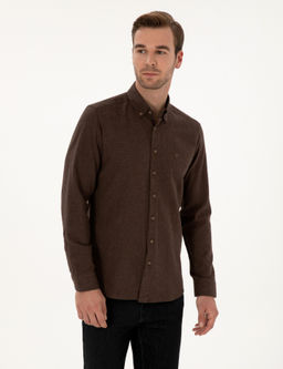 Koyu Kahverengi Slim Fit Uzun Kollu G_mlek