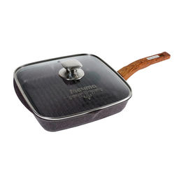 Сковорода-гриль квадр. 28*28 см с несъемной ручкой и стекл. крышкой АП "Premium" (violet) арт.С68904 /МЕЧТА/