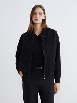 Kolej Yaka Payetli Kad?n T?vit Ceket