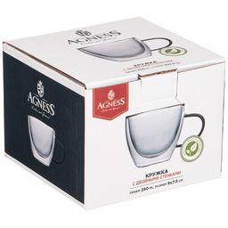 КРУЖКА С ДВОЙНЫМИ СТЕНКАМИ DOUBLE-WALL 250 МЛ. ДИАМЕТР=9 СМ. ВЫСОТА=7,5 СМ - Agness фото 2