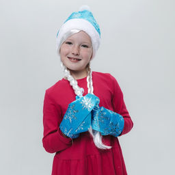 Карнавальный новогодний набор «Волшебная снегурочка»: шапка, варежки, парик с косичками, р. 52-54 см