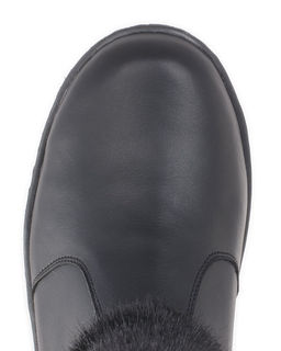 Унты женские на литой подошве. Черные., "Норка" черная. Молния.