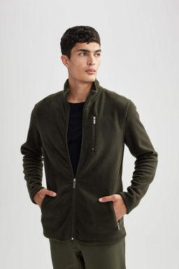 Флисовый кардиган стандартного кроя с воротником-стойкой