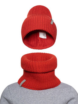 Комплект вязаный красный Ш-118 (56-58)