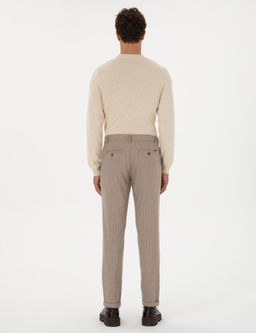 Bej _izgili Carrot Fit Beli Lastikli Kordonlu Kanvas Pantolon - Pierre cardin фото 4