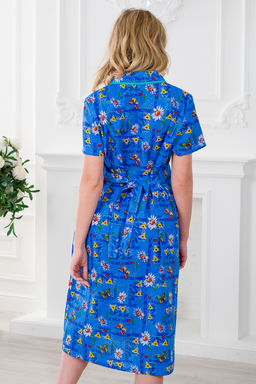 Халат женский из бязи Ирина голубой макси