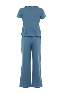 Trendyolmilla Mavi F?rf?rl? T-shirt-Pantolon Viskon Dokuma Pijama Tak?m? THMSS20PT0095  фото 8