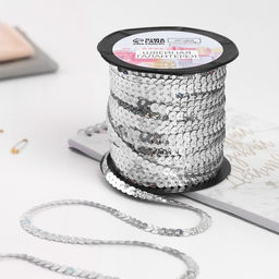 Пайетки на нити, голография, 6 мм, 91±1 м, цвет серебряный