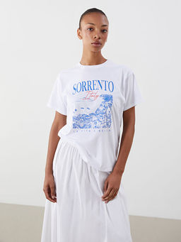 Bisiklet Yaka Italy Bask?l? Kad?n Ti??rt