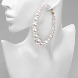 Серьги кольца с жемчугом QF Нежность жемчуга, d=8 см, белые в золоте