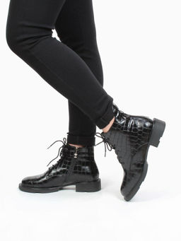 01-CXR130-1P BLACK Ботинки демисезонные женские (натуральная кожа, байка) - Фабричный китай фото 6