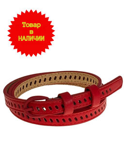 Ремень женский из натуральной кожи , цвет красный - Greta фото 3