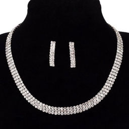 Колье со стразами и серьги гвоздики 2,5 см / 6921 /уп 24/серебро - Галеонтрейд фото 2