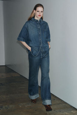 ZW COLLECTION MID-WAIST TURN-UP HEM JEANS