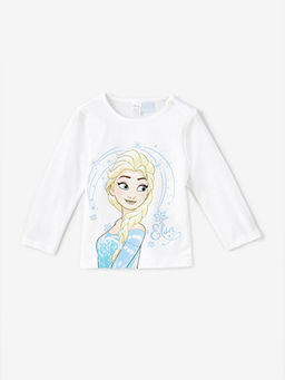 Bisiklet Yaka Uzun Kollu Elsa Bask?l? K?z Bebek Pijama Tak?m