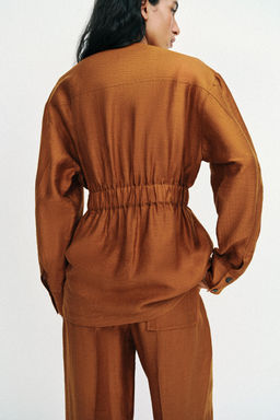 CHAQUETA SAFARI CON LINO CINTUR?N / Curry - Zara фото 5