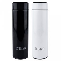 Термос из нержавеющей стали с узкой горловиной 0,45л Оливер д6,3см, h22см, горло д5см, съемная сетка-фильтр, сенсорный индикатор температуры (несъемная батарейка), герметичная крышка, покрытие - белое, глянцевое, TalleR (Китай) - Домашняя мода фото 5