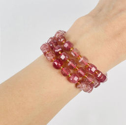 Бусины для украшений из Клубничного кварца (42 бусины) 37 см