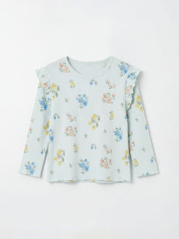 ?i?ek Desenli K?z Bebek Uzun Kollu Ti??rt