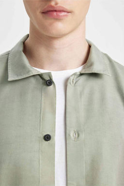 Хлопковая рубашка с короткими рукавами и воротником-поло Relax Fit - Defacto фото 5