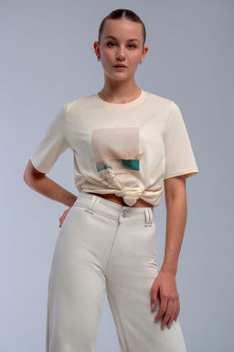 Арт. 31139 Футболка женская 44-52 (5 шт) Цвет:светло-бежевый - Калинка фото 7