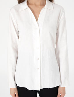 Beyaz Slim Fit Uzun Kollu G_mlek