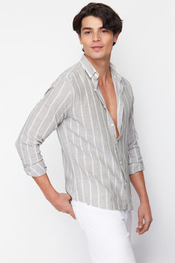TRENDYOL MAN Tas Slim Fit Dugmeli Yaka Cizgili Gomlek TMNSS22GO0028 - Trendyolmilla фото 3