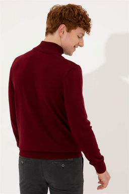 U. S. Polo Assn Мужской базовый трикотажный свитер бордового цвета с водолазкой - U.s. polo assn фото 11