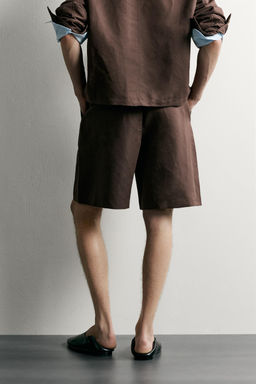 BERMUDA RELAXED FIT LINO - ALGOD?N PLIEGUES / Marr?n - Zara фото 2