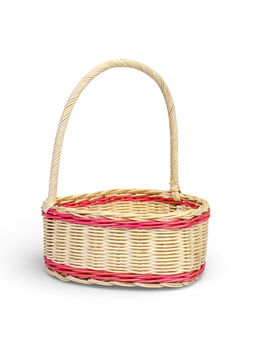 Корзина плетёная, в форме сердечка, набор 3 шт., лоза, кукуруза, с розовой полоской