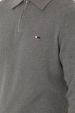 Erkek Regular Fit Yar_m Fermuarl_ Gri Melanj Basic Kazak - U.s. polo assn фото 7