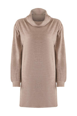 Bej Mini Triko Genis Kal?p Elbise TWOAW23EL00026