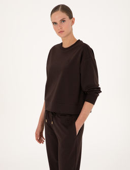 Kahverengi Oversize 2 _plik Sweatshirt