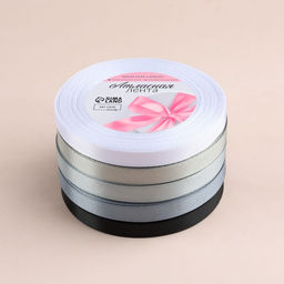 Атласная лента, набор 5 шт., 10 мм, 23±1 м, серая, чёрная