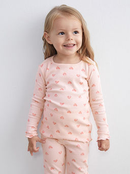 Kalp Bask?l? K?z Bebek Pijama Tak?m?