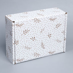 Коробка подарочная сборная, упаковка, «Веточки», белый, 27 х 21 х 9 см