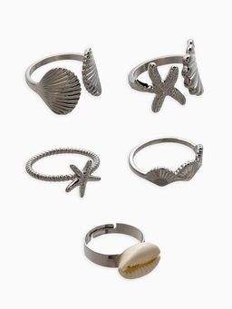 Набор колец 5 шт "Новый стиль" море, размер МИКС, цвет белый в серебре