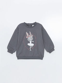 Bisiklet Yaka Uzun Kollu Bask?l? K?z Bebek Sweatshirt ve Tayt 2li - Waikiki фото 2